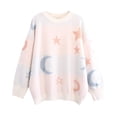 thumbnail image 1 of YM YOUMU Women Autumn Winter Casual Stars Moon Sweater Crew Neck Pullover Jumper, 1 of 5