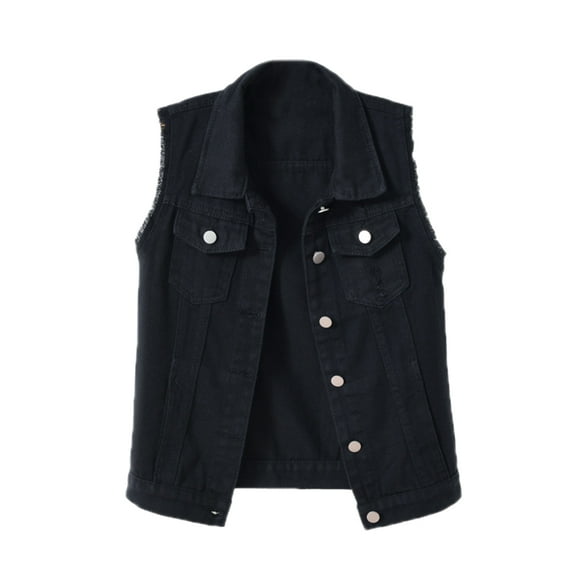 YM YOUMU Women Candy Color Slim Fit Sleeveless Distressed Denim Jean Vest Waistcoat Jacket