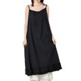 thumbnail image 1 of YM YOUMU Women Cotton Lace Patchwork Full Slip Dress Extender Adjustable Spaghetti Strap Cami Under Dresses, 1 of 2