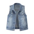 thumbnail image 1 of YM YOUMU Women Denim Vest Button Up Sleeveless Jean Jacket Waistcoat Tops, 1 of 5