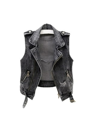 Black Denim Motorcycle Cutoff Biker Lightweight Vest, Milwaukee