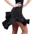 thumbnail image 1 of YM YOUMU Women Drawstring Ruched Ruffle Latin Dance Skirt Irregular Ballroom Samba Chacha Tango Mini Skater Skirt, 1 of 5
