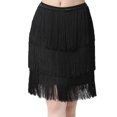 thumbnail image 1 of YM YOUMU Women Elastic Waist 3 Layers Tassels Latin Dance Skirt for Tango Samba Rumba Ballroom Practice Dancewear, 1 of 2