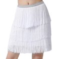 thumbnail image 1 of YM YOUMU Women Elastic Waist 3 Layers Tassels Latin Dance Skirt for Tango Samba Rumba Ballroom Practice Dancewear, 1 of 2