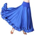 thumbnail image 1 of YM YOUMU Women Elastic Waist Satin Ruffle Ballroom Skirt Modern Dance Swing Waltz Tango Dancewear, 1 of 3