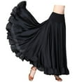 thumbnail image 1 of YM YOUMU Women Elastic Waist Satin Ruffle Ballroom Skirt Modern Dance Swing Waltz Tango Dancewear, 1 of 2