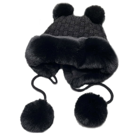 YM YOUMU Women Faux Fur Knitted Beanie Hat Warm Winter Cap