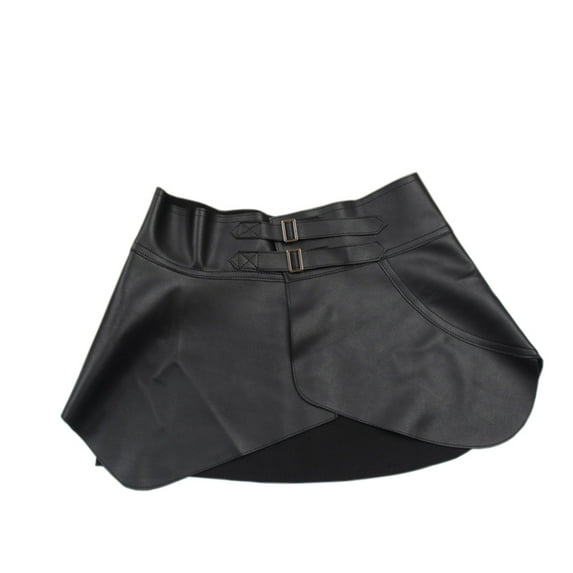 YM YOUMU Women Faux Leather Wide Waistband Irregular Ruffle Edge Corset Belt for Shirt Dress