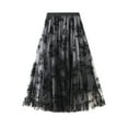 thumbnail image 1 of YM YOUMU Women Floral Embroidery Mesh Skirt Tulle High Waist Elegant, 1 of 4