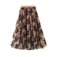 thumbnail image 1 of YM YOUMU Women Floral Embroidery Mesh Skirt Tulle High Waist Elegant, 1 of 4