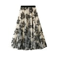 thumbnail image 1 of YM YOUMU Women Floral Embroidery Mesh Skirt Tulle High Waist Elegant, 1 of 4