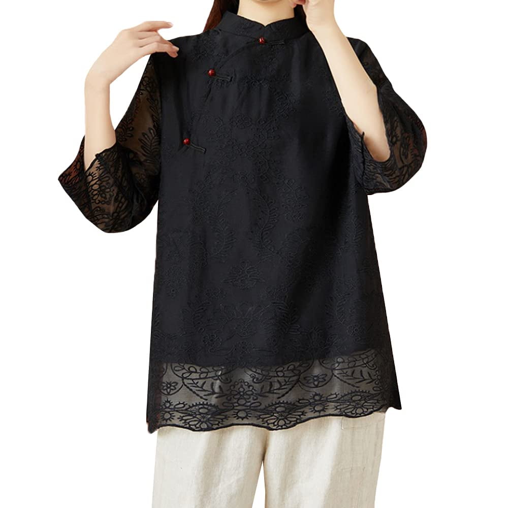 HAORUN Women Summer Chinese Traditional Ethnic Cotton Linen