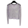 thumbnail image 1 of YM YOUMU Women Mesh Sheer Blouse Shiny T-shirts Hollow Out Net Tops, 1 of 1