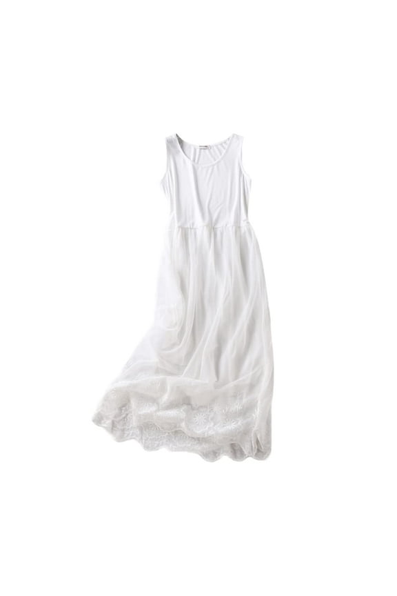 Women Midi Dress Floral Lace Trim Extender Camisole Tank Tops Underdress