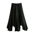 thumbnail image 1 of YM YOUMU Women Midi Pleated Asymmetric Skirt Cotton Linen Ethnic Casual, 1 of 1