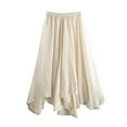 thumbnail image 1 of YM YOUMU Women Midi Pleated Asymmetric Skirt Cotton Linen Ethnic Casual, 1 of 1