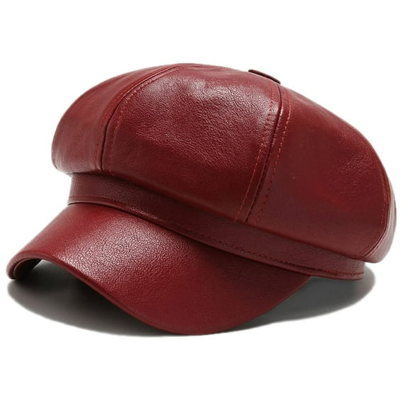 YM YOUMU Women Newsboy Beret Hat Faux Leather Cabbie Caps