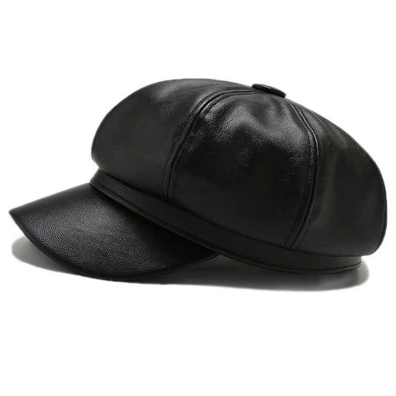 YM YOUMU Women Newsboy Beret Hat Faux Leather Cabbie Caps