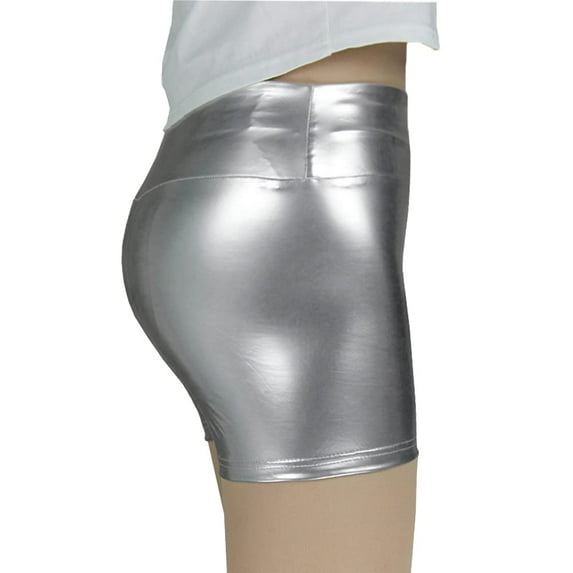 YM YOUMU Women PU Patent Leather Shorts Hot Pants Stretch Wet Look Slim Fit Dance Club