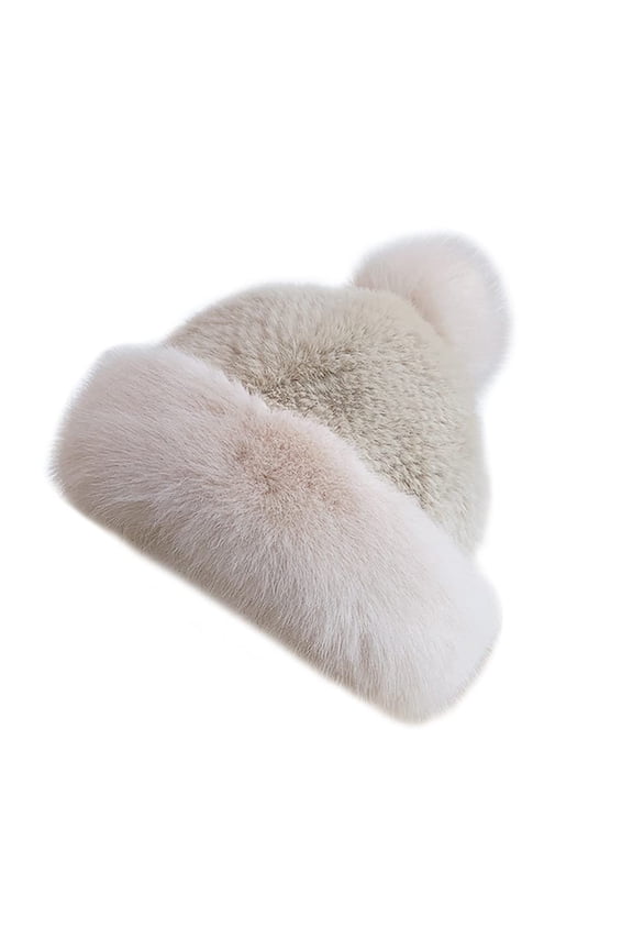 Women Pom Pom Bobble Hat Beanie Faux Fur Winter Warm Russian Cossack Ski Cap