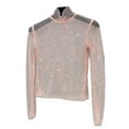 thumbnail image 1 of YM YOUMU Women Rhinestone Sheer Mesh Tops See Through Shirt Long Sleeve Glitter Shiny Blouse, 1 of 5