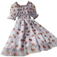 thumbnail image 1 of YM YOUMU Women Ruffle Mesh Short Puff Sleeve Dress Strawberry Print Off Shoulder Fairy Summer Dresses, 1 of 1