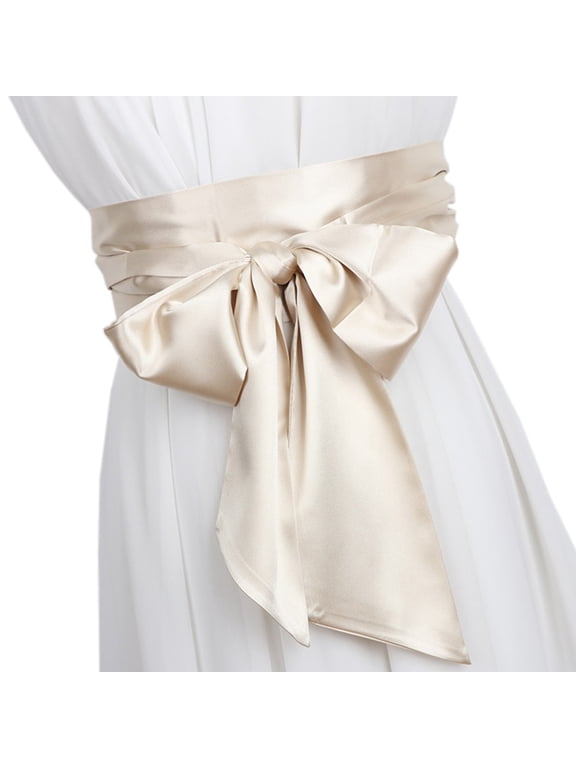 Women Satin Wide Belt Faux Silk Waistband for Shirts Dress