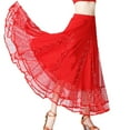 thumbnail image 1 of YM YOUMU Women Sequins Mesh Ruffle Ballroom Latin Dance Skirt Elastic Waist Long Swing Tiered Tango Salsa Waltz Dancewear, 1 of 3
