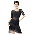 thumbnail image 1 of YM YOUMU Women Tassel Dance Dress Irregular Latin Tango Performance Dancewear, 1 of 4