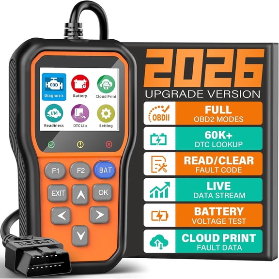 YM319 OBD2 Scanner Diagnostic Tool with Battery Tester, Check Engine Fault Code Reader Live Data, Cloud Printing, DTC Lookup, Freeze Frame, Scan for All OBDII Protocol Cars Since 1996