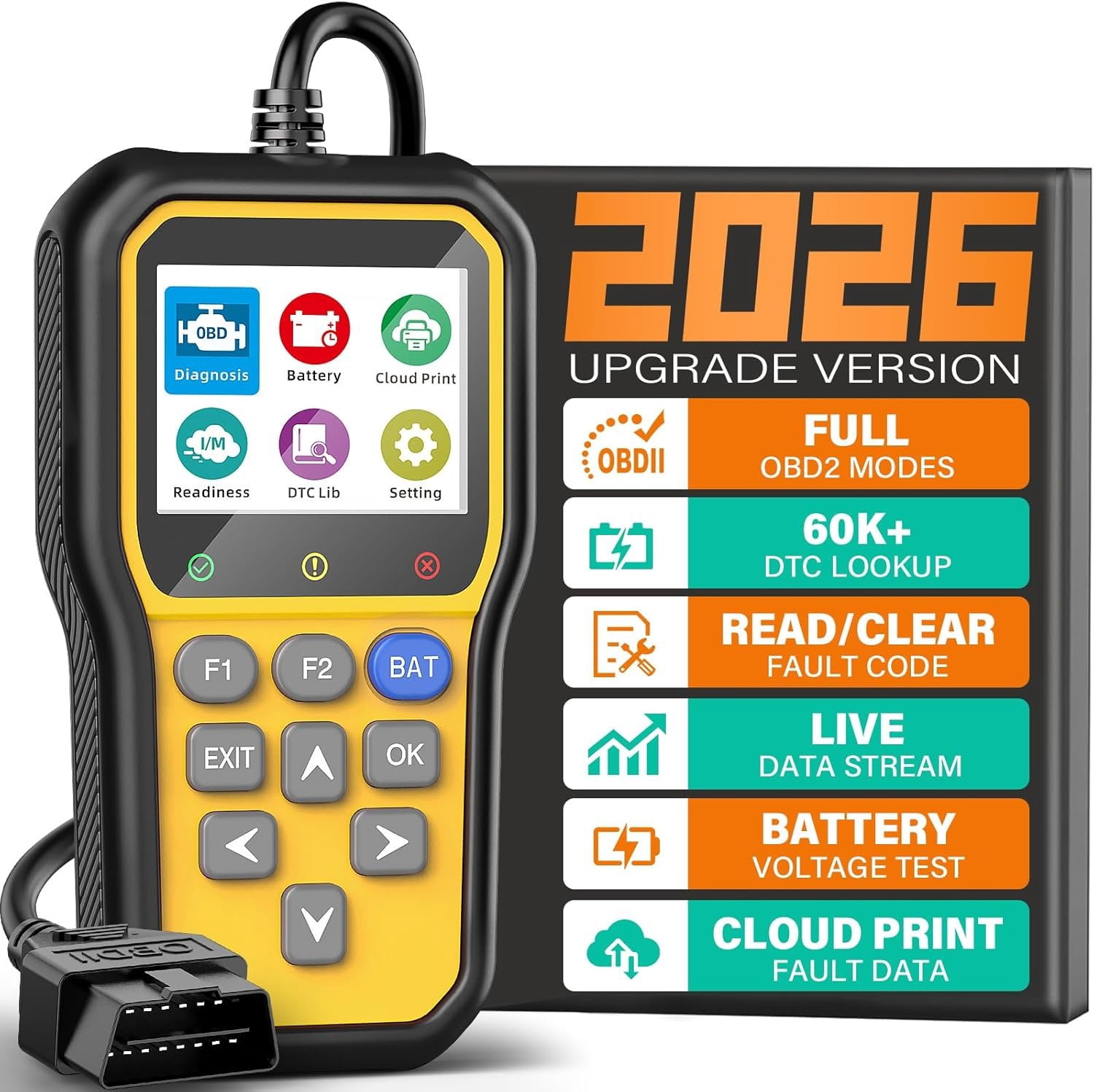 YM319 OBD2 Scanner Diagnostic Tool with Tester, Check Engine Fault Code ...