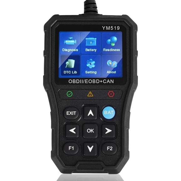 YM519 OBD2 Scanner Code Reader, Engine Diagnostic Tool with Check Engine Light Reset, Real-Time Data, Emissions Readiness & 12V Check, Works with 1996+ OBDII