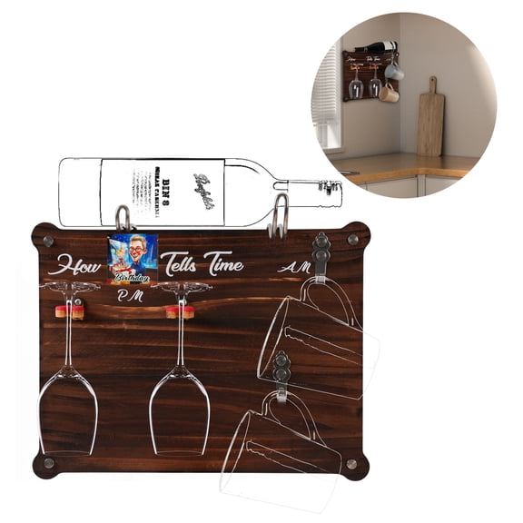 YMAM.LIGHT Wall Mounted Wine Rack, Wooden Wine Bottle & Glass Holder - a Warm Gift for Mom, Girlfriend, Expressing Love, Birthday Gift