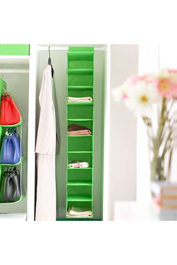 10 Pockets Hanging Shoe Organizer, Non-Woven Fabric Sturdy Hanging Closet Organizer, Hanging Closet Organizers, 5.9" Wide Wardrobe Hanger Organizer for Closet Shoes