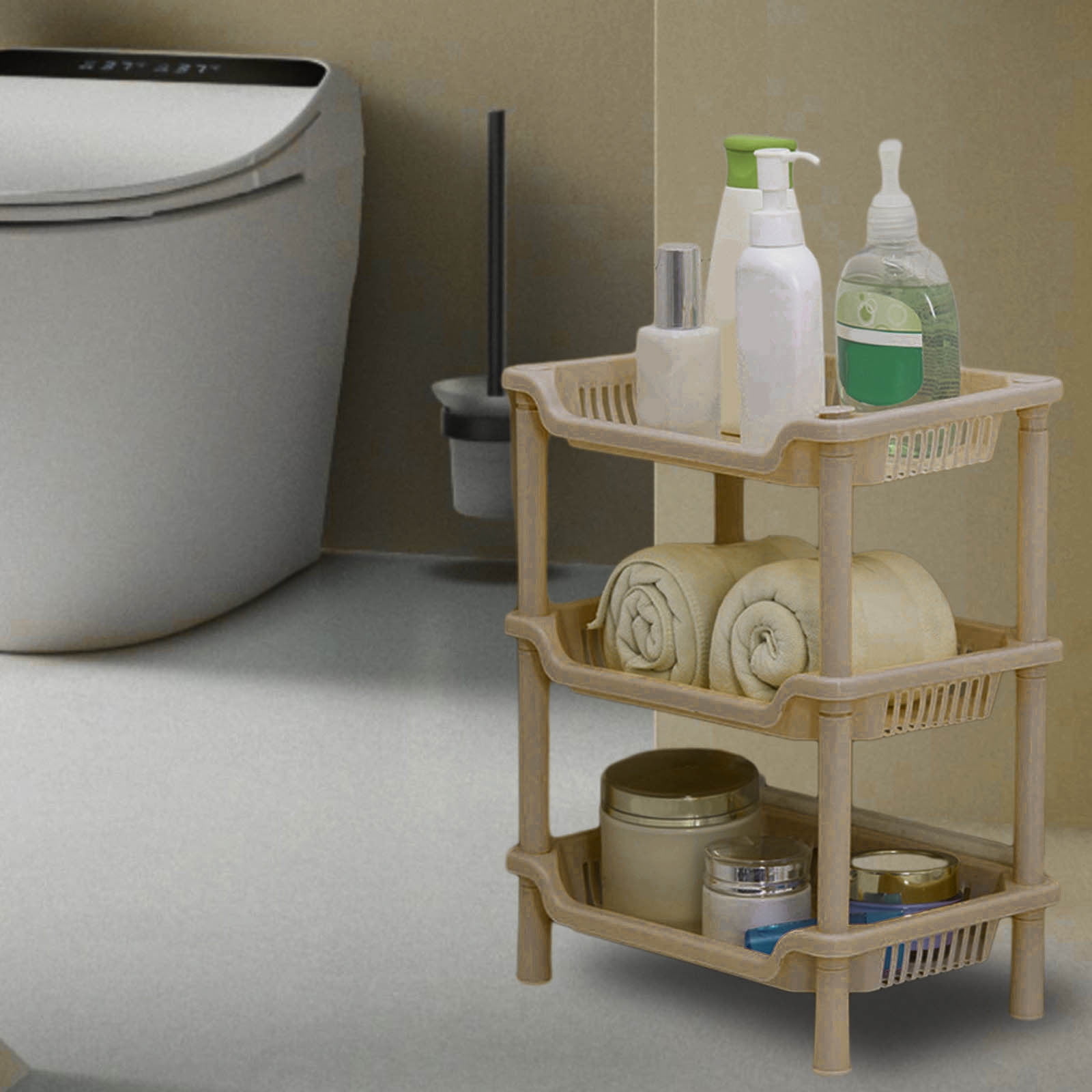 YMARPT 3 Tier Rectangular Storage Rack, Bathroom Kitchen Storage Rack ...