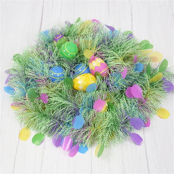YMARPT 6.6FT Easter Tinsel Garland, Easter Hanging Egg Rattan Garland, Reusable Tinsel Twist Garland with Easter Eggs, Spring Rattan Garland Decor for Home Kitchen Fireplace Easter Party