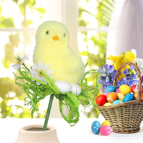 YMARPT Artificial Easter Chick Picks, 1 Pack Easter Floral Chick Picks, 11.8 inch Easter Egg Tree Branches Spring Floral Picks, Easter Picks Faux Chick for Easter Home Table Centerpieces