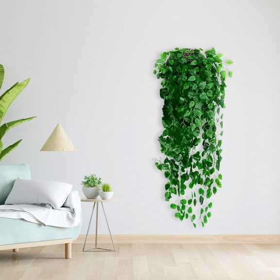 YMARPT Artificial Hanging Plants, Fake Green Hanging Plant, Wall Hanging Faux Grape Leaf, Faux Eucalyptus Leaf Vine Plant, Artificial Hanging Ivy Vines Plants for Patio Wall Garden Decor