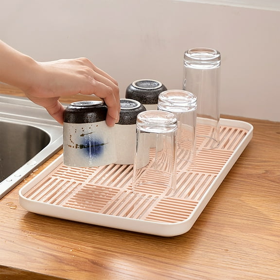 YMARPT Draining Board, Household Double Layer Dr-ain Tray, Kitchen Fruit And Vegetable Dish Storage Tray, Plastic Tea Tray for Home Office Household Use