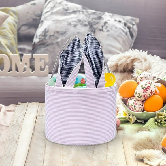 YMARPT Easter Bunny Ear Basket, Personalized Easter Baskets, Personalized Candy Rabbit Ear Basket with Handle, Cute Rabbit Buckets for Easter Party Gifts