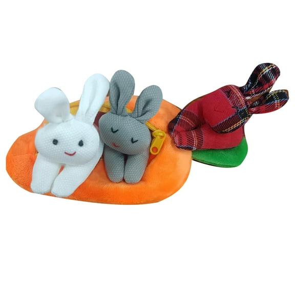 YMARPT Easter Hide and Seek Bunnies in Carrot Pouch, Unzip The Doll Toy, 3 Bunnies In Carrot Purse, Plush Stuffed Bunnies Surprise Zip Up Carrot Hideaway, Easter Bunny Doll Zipper Purse