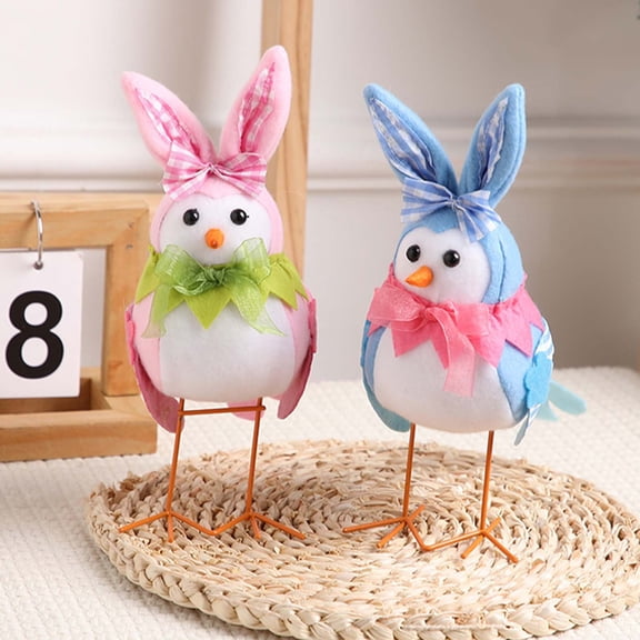 YMARPT Easter Plush Bird Dolls, Easter Bunny Rabbit Bird Figurines, Spring Easter Standing Bird Figurines Ornaments for Easter Table Fireplace Home Decoration