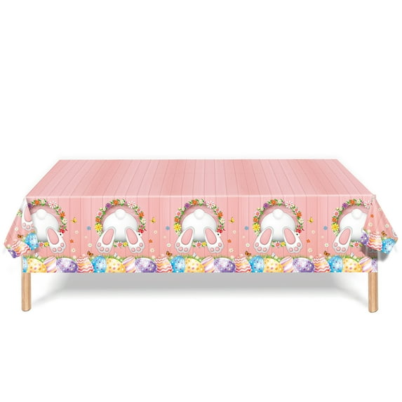 YMARPT Easter Tablecloth, 53.9x107.8inch Easter Table Cover, Disposable Easter Egg Plastic Tablecloth, Colorful Rectangle Easter Table Cover for Easter Spring Holiday Party Supplies