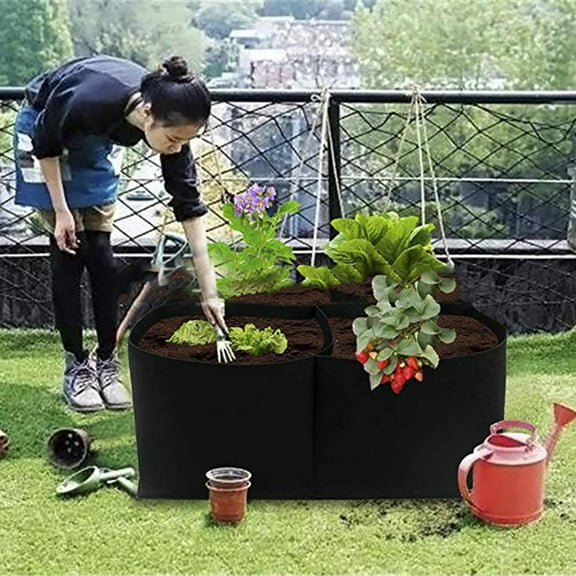 YMARPT Fabric Raised Garden Bed, Plant Grow Bag with Handles, Rectangle Breathable Planting Container Bag, Planting Grow Bag for Herbs, Flowers, Vegetables