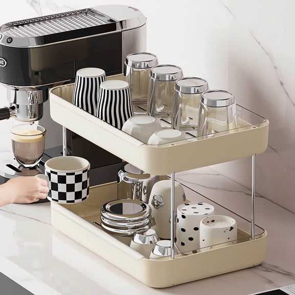 YMARPT Home Desktop Storage Rack Kitchen Living Room Large Capacity Cup Storage Rack With Leachate Tray Senior Cup Storage Rack for Home Office Household Use