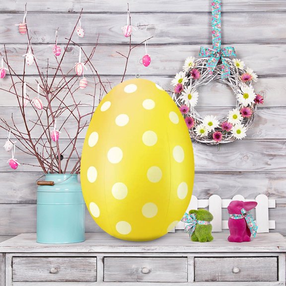 YMARPT Inflatable Easter Eggs Decorations 16/24Inch, PVC Inflatable Easter Ornaments Ball, Colorful Inflatables Blow Up Easter Egg Ornaments for Easter Garden Lawn Porch Home