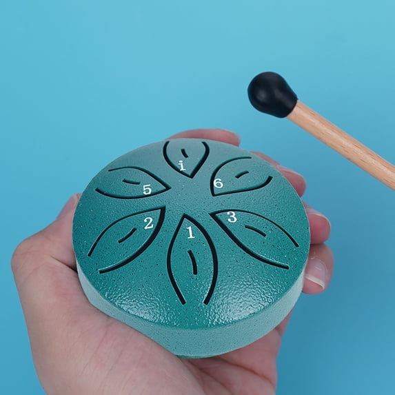 YMARPT Mini Steel Tongue Rain Chime Drum, Mini Steel Tongue Drum, Rain Drum for Outside, 3 Inch 6 Notes Percussion Instrument Handpan Drum for Music Enlightenment, Camping