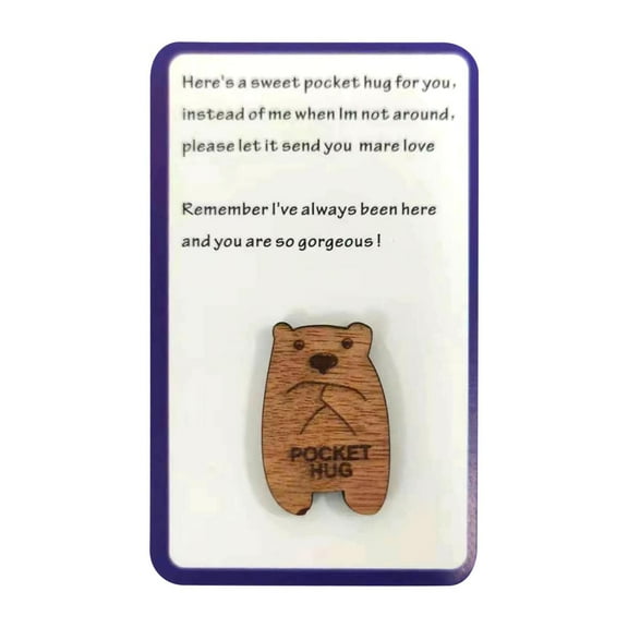YMARPT Mini Wooden Hugging Sign, Little Hug Wooden Heart Pocket Hug Token Gift, Wooden Card Wooden Bag Hugging Gift, for Father Party Crafts Ornaments
