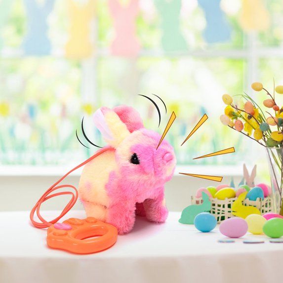 YMARPT Realistic Bunny Toy, Bunny Toys Educational Interactive Toys, Easter Plush Stuffed Bunny Toy, Jumping and Shaking Ears, Walking Rabbit Educational Toys for Kids