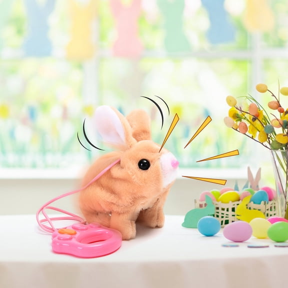 YMARPT Realistic Bunny Toy, Bunny Toys Educational Interactive Toys, Easter Plush Stuffed Bunny Toy, Jumping and Shaking Ears, Walking Rabbit Educational Toys for Kids